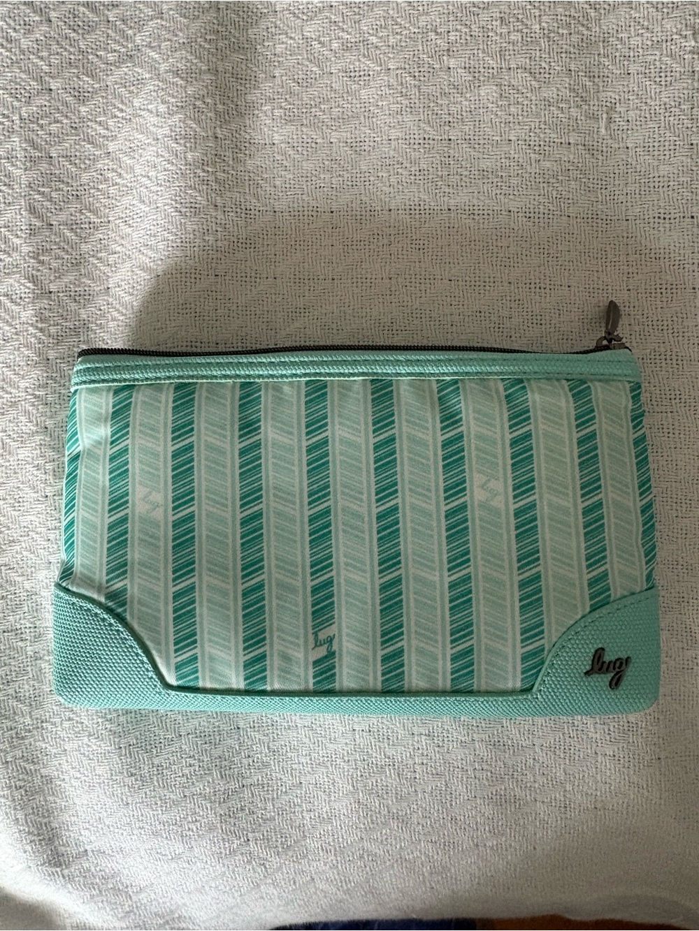 lug Mint Toodle Chevron Set of 2 Pouches with Stripe Pattern